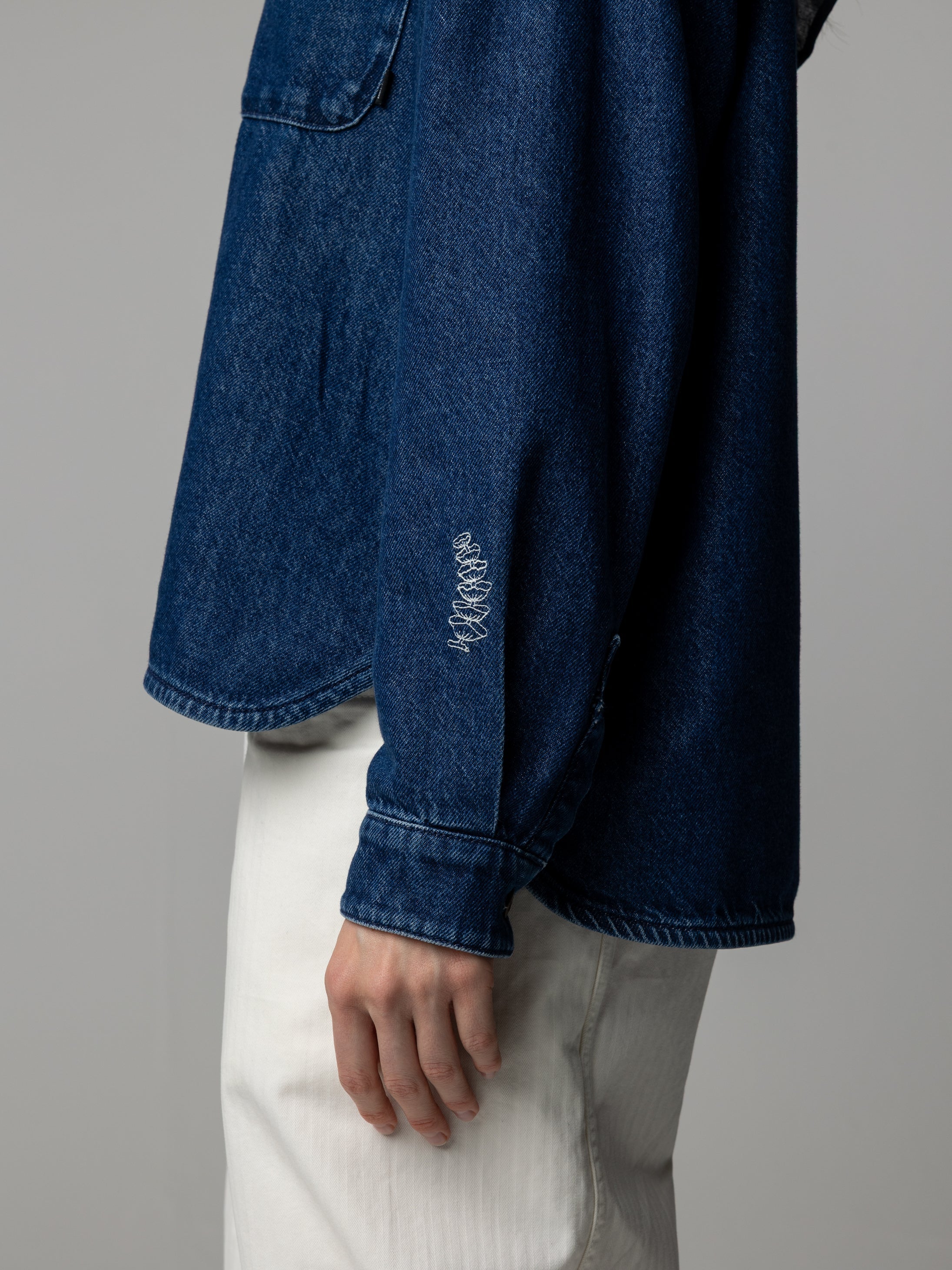 Women's Floral Marine Denim Shirt